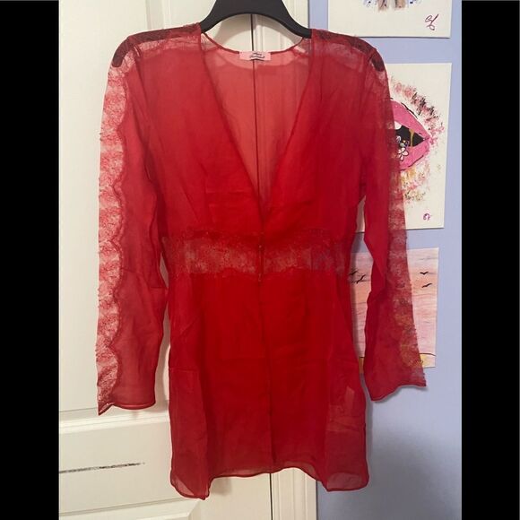 BNWT Agent Provocateur Soiree Willa Top Gown Lingerie Lace Silk Red - Picture 4 of 7